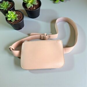 Vegan Leather Pixie Mood Cream Adjus Crossbody Bag with Three Zippered Pouches